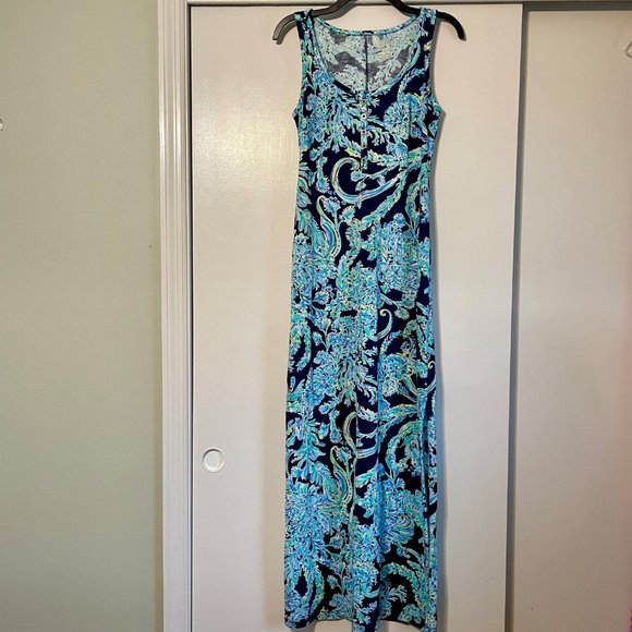 NWOT Lilly Pulitzer Merrill Maxi Tank Dress In High Tide Navy Scuba Doo XXS - Picture 15 of 15